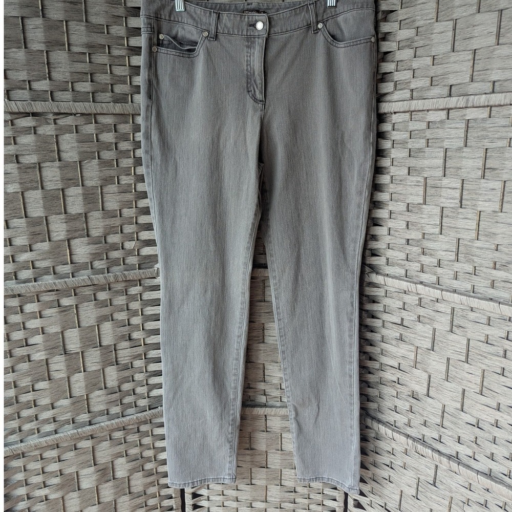 J.McLaughlin Pants Gray Denim Slim Leg Stretch Cotton Five Pocket Womens Sz 14